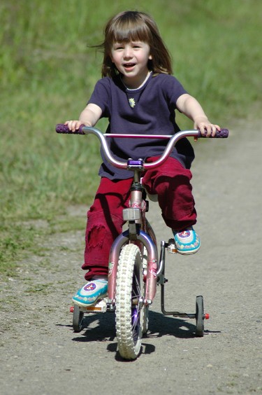 Jessica on bicycle
