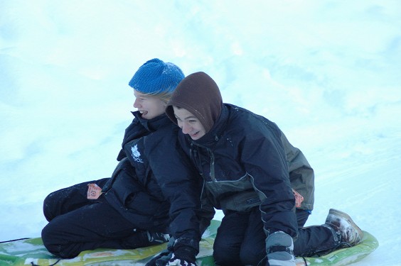 Rebecca and Zachary Tobogganing